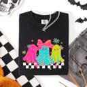 XL Black Bright And Colorful Retro Halloween Ghosts Checkered Graphic Design Limited Edition Comfort Colors Tee
