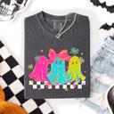 XXXL Pepper Dark Gray Bright And Colorful Retro Halloween Ghosts Checkered Graphic Design Limited Edition Comfort Colors Tee