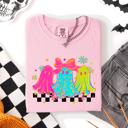 XXL Blossom Light Pink Bright And Colorful Retro Halloween Ghosts Checkered Graphic Design Limited Edition Comfort Colors Tee