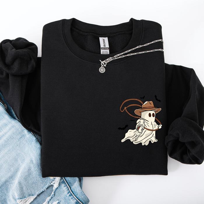 Cowboy Ghost Lasso Halloween Western Vintage Inspired Graphic Retro Iconic Sweatshirt