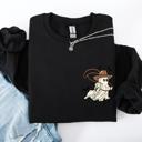 Large Black Cowboy Ghost Lasso Halloween Western Vintage Inspired Graphic Retro Iconic Sweatshirt
