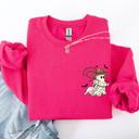 Medium Crunchberry Bright Pink Cowboy Ghost Lasso Halloween Western Vintage Inspired Graphic Retro Iconic Sweatshirt