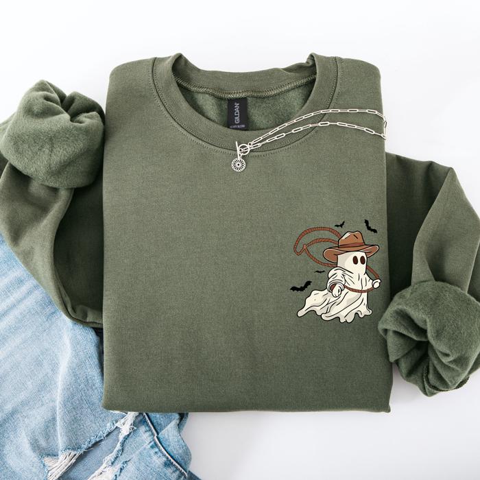 Cowboy Ghost Lasso Halloween Western Vintage Inspired Graphic Retro Iconic Sweatshirt
