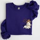 XL Purple Cowboy Ghost Lasso Halloween Western Vintage Inspired Graphic Retro Iconic Sweatshirt