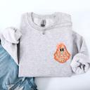  Cute Coquette Faux Lace Ghost Halloween Inspired Vintage Charm Graphic Boho Cozy Pocket Sweatshirt