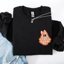 XXXL Black Cute Coquette Faux Lace Ghost Halloween Inspired Vintage Charm Graphic Boho Cozy Pocket Sweatshirt