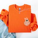 XXXL Orange Cute Coquette Faux Lace Ghost Halloween Inspired Vintage Charm Graphic Boho Cozy Pocket Sweatshirt
