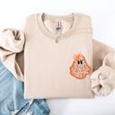 XXXL Sand Cute Coquette Faux Lace Ghost Halloween Inspired Vintage Charm Graphic Boho Cozy Pocket Sweatshirt