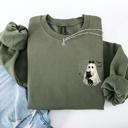  Cute Ghost, Black Cat, Halloween, Coquette Vintage Gothic Seasonal Pocket Sweatshirt
