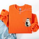 XXL Orange Cute Ghost, Black Cat, Halloween, Coquette Vintage Gothic Seasonal Pocket Sweatshirt