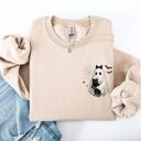 XXL Sand Cute Ghost, Black Cat, Halloween, Coquette Vintage Gothic Seasonal Pocket Sweatshirt