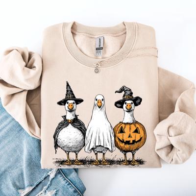 Halloween Geese Spooky Season Fun And Festive Cozy Autumn Themed Artwork Sweatshirt