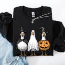  Halloween Geese Spooky Season Fun And Festive Cozy Autumn Themed Artwork Sweatshirt
