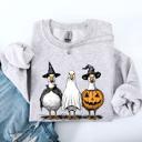 Small Ash Light Gray Halloween Geese Spooky Season Fun And Festive Cozy Autumn Themed Artwork Sweatshirt