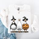 XXXL White Halloween Geese Spooky Season Fun And Festive Cozy Autumn Themed Artwork Sweatshirt