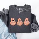 Large Dark Gray Heather Cute Halloween Ghosts Pattern Coquette Cozy Autumn Nights Spooky Seasonal Print Collection Sweatshirt