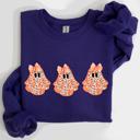 Medium Purple Cute Halloween Ghosts Pattern Coquette Cozy Autumn Nights Spooky Seasonal Print Collection Sweatshirt