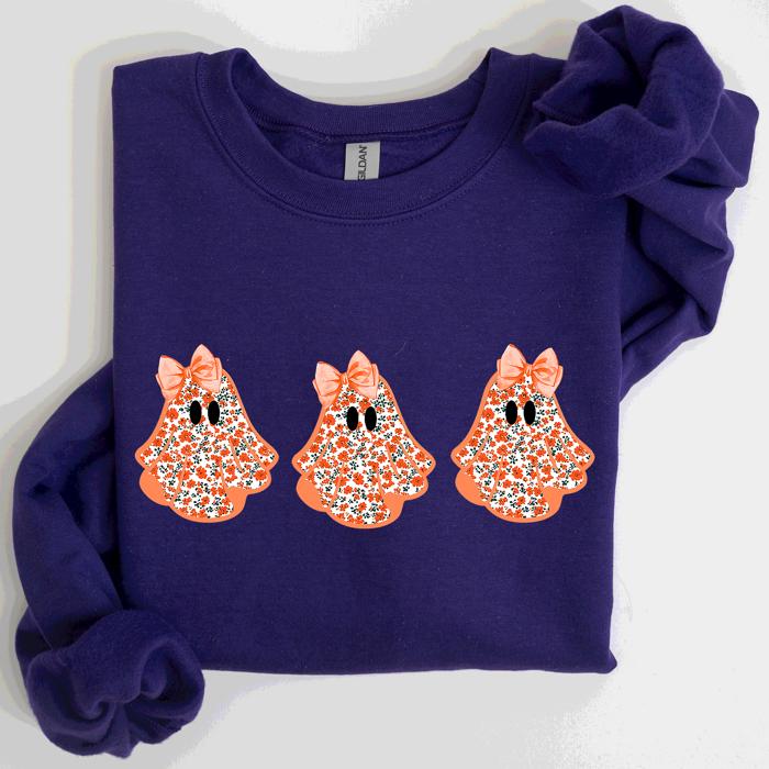 Cute Halloween Ghosts Pattern Coquette Cozy Autumn Nights Spooky Seasonal Print Collection Sweatshirt