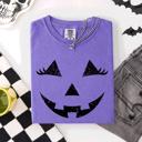 XXXL Violet Purple Cute Jack O Lantern Halloween Theme Cozy Silhouette Illustration Seasonal Colorful Edition Comfort Colors Tee