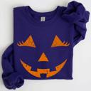 Large Purple Cute Jack O Lantern Halloween Seasonal Limited Edition Cozy Pumpkin Face Sweatshirt