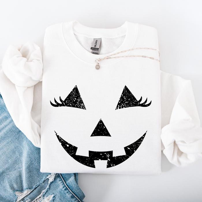 Cute Jack O Lantern Halloween Seasonal Limited Edition Cozy Pumpkin Face Sweatshirt