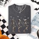 XL Pepper Dark Gray Dancing Cowboy Skeletons, Halloween Bats Limited Edition Artwork Comfort Colors Tee