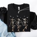 XL Black Dancing Cowboy Skeletons Halloween Bats Western Night Parade Cozy Graphic Sweatshirt