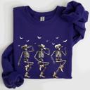 XL Purple Dancing Cowboy Skeletons Halloween Bats Western Night Parade Cozy Graphic Sweatshirt