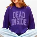 XL Purple Dead Inside Mood Halloween Vibes Autumn Night Fashion Statement Cozy Graphic Edition Sweatshirt