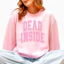 Small Light Pink Dead Inside Mood Halloween Vibes Autumn Night Fashion Statement Cozy Graphic Edition Sweatshirt