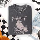 Medium Pepper Dark Gray F Caw F Raven Crow Halloween Gothic Witch Spooky Nightfall Velvet Shadows Comfort Colors Tee