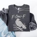 XL Dark Gray Heather F Caw F Raven Crow Gothic Witch Spooky Halloween Graveyard Night Moonlight Sweatshirt