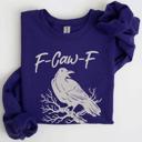 XXXL Purple F Caw F Raven Crow Gothic Witch Spooky Halloween Graveyard Night Moonlight Sweatshirt