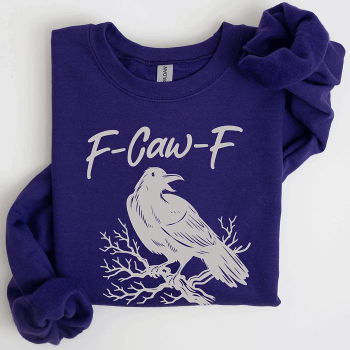 F Caw F Raven Crow Gothic Witch Spooky Halloween Graveyard Night Moonlight Sweatshirt