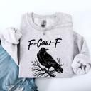 XL Ash Light Gray F Caw F Raven Crow Gothic Witch Spooky Halloween Graveyard Night Moonlight Sweatshirt