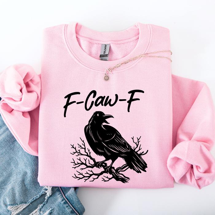 F Caw F Raven Crow Gothic Witch Spooky Halloween Graveyard Night Moonlight Sweatshirt