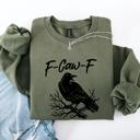 XXXL Military Green F Caw F Raven Crow Gothic Witch Spooky Halloween Graveyard Night Moonlight Sweatshirt