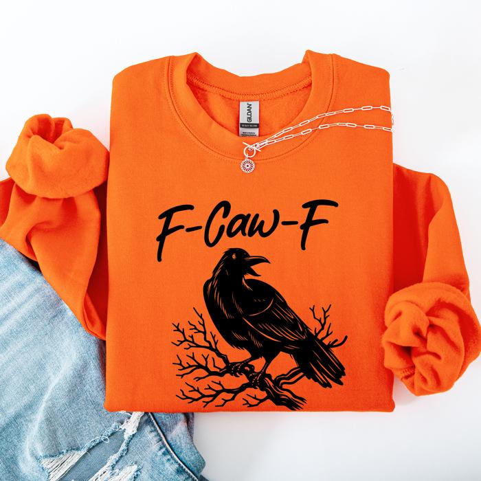 F Caw F Raven Crow Gothic Witch Spooky Halloween Graveyard Night Moonlight Sweatshirt