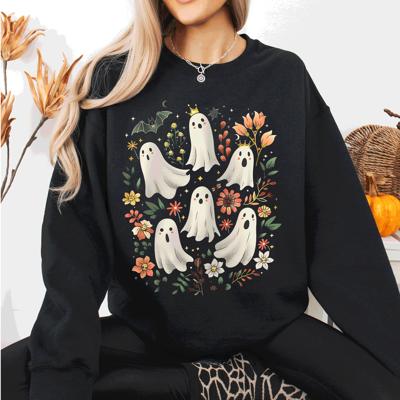 Floral Ghosts Beautiful Halloween Coquette Girly Autumn Fall Gothic Charm Sweatshirt