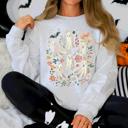 Small Ash Light Gray Floral Ghosts Beautiful Halloween Coquette Girly Autumn Fall Gothic Charm Sweatshirt
