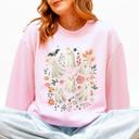 XXL Light Pink Floral Ghosts Beautiful Halloween Coquette Girly Autumn Fall Gothic Charm Sweatshirt