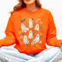 XXL Orange Floral Ghosts Beautiful Halloween Coquette Girly Autumn Fall Gothic Charm Sweatshirt