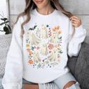 XXXL White Floral Ghosts Beautiful Halloween Coquette Girly Autumn Fall Gothic Charm Sweatshirt