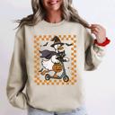 XXL Sand Funny Halloween Goose Black Cat Witch Checkered Parade Graphic Print Edition Sweatshirt