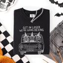 Small Black Get In Loser, We're Going Hexing Witch Coven Halloween Night Edition Comfort Colors Tee