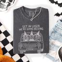 Medium Pepper Dark Gray Get In Loser, We're Going Hexing Witch Coven Halloween Night Edition Comfort Colors Tee