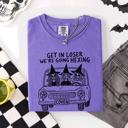 Medium Violet Purple Get In Loser, We're Going Hexing Witch Coven Halloween Night Edition Comfort Colors Tee