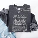 XXXL Dark Gray Heather Get In Loser, We're Going Hexing Witch Coven Halloween Cozy Gothic Charm Sweatshirt