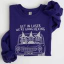 XXL Purple Get In Loser, We're Going Hexing Witch Coven Halloween Cozy Gothic Charm Sweatshirt