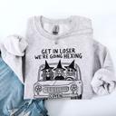 XL Ash Light Gray Get In Loser, We're Going Hexing Witch Coven Halloween Cozy Gothic Charm Sweatshirt